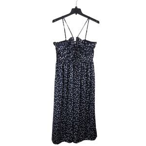 A New Day 2024 Micro Floral Black White Floral Thin Strap Midi Dress Size XL